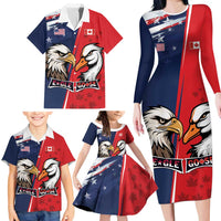 Personalized Canada Goose x USA Band Eagle Faced Off Family Matching Long Sleeve Bodycon Dress and Hawaiian Shirt