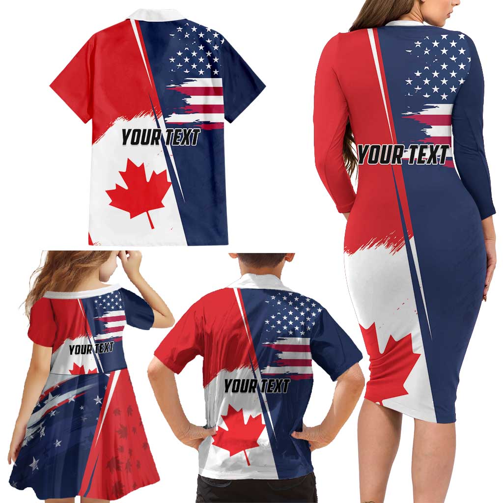 Personalized Canada Goose x USA Band Eagle Faced Off Family Matching Long Sleeve Bodycon Dress and Hawaiian Shirt