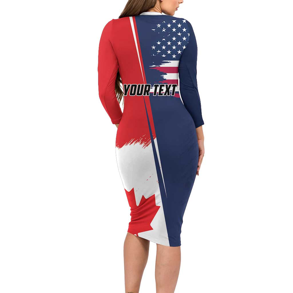 Personalized Canada Goose x USA Band Eagle Faced Off Family Matching Long Sleeve Bodycon Dress and Hawaiian Shirt