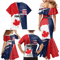 Personalized Canada Goose x USA Band Eagle Faced Off Family Matching Mermaid Dress and Hawaiian Shirt