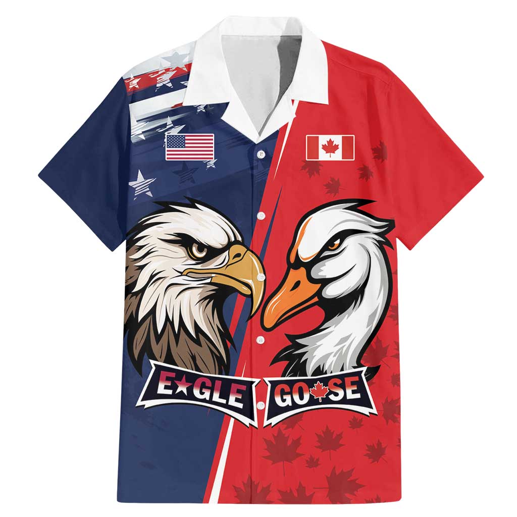 Personalized Canada Goose x USA Band Eagle Faced Off Family Matching Mermaid Dress and Hawaiian Shirt