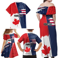 Personalized Canada Goose x USA Band Eagle Faced Off Family Matching Off Shoulder Maxi Dress and Hawaiian Shirt