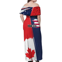 Personalized Canada Goose x USA Band Eagle Faced Off Family Matching Off Shoulder Maxi Dress and Hawaiian Shirt