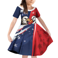 Personalized Canada Goose x USA Band Eagle Faced Off Family Matching Off Shoulder Short Dress and Hawaiian Shirt