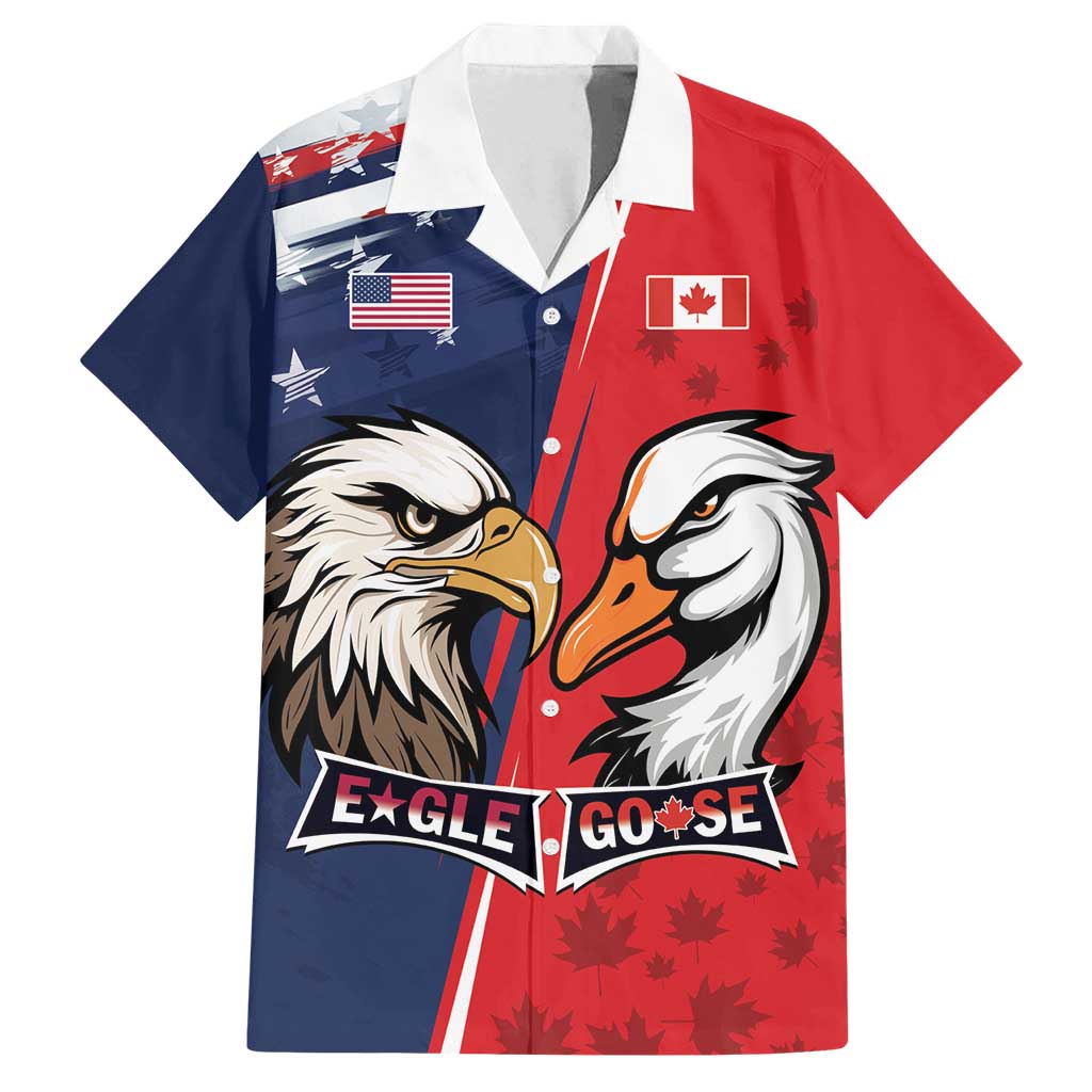 Personalized Canada Goose x USA Band Eagle Faced Off Family Matching Off Shoulder Short Dress and Hawaiian Shirt
