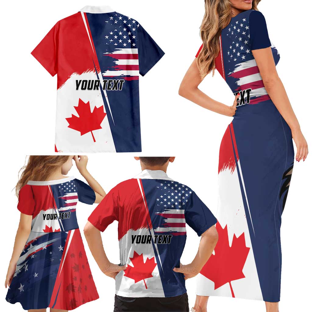 Personalized Canada Goose x USA Band Eagle Faced Off Family Matching Short Sleeve Bodycon Dress and Hawaiian Shirt