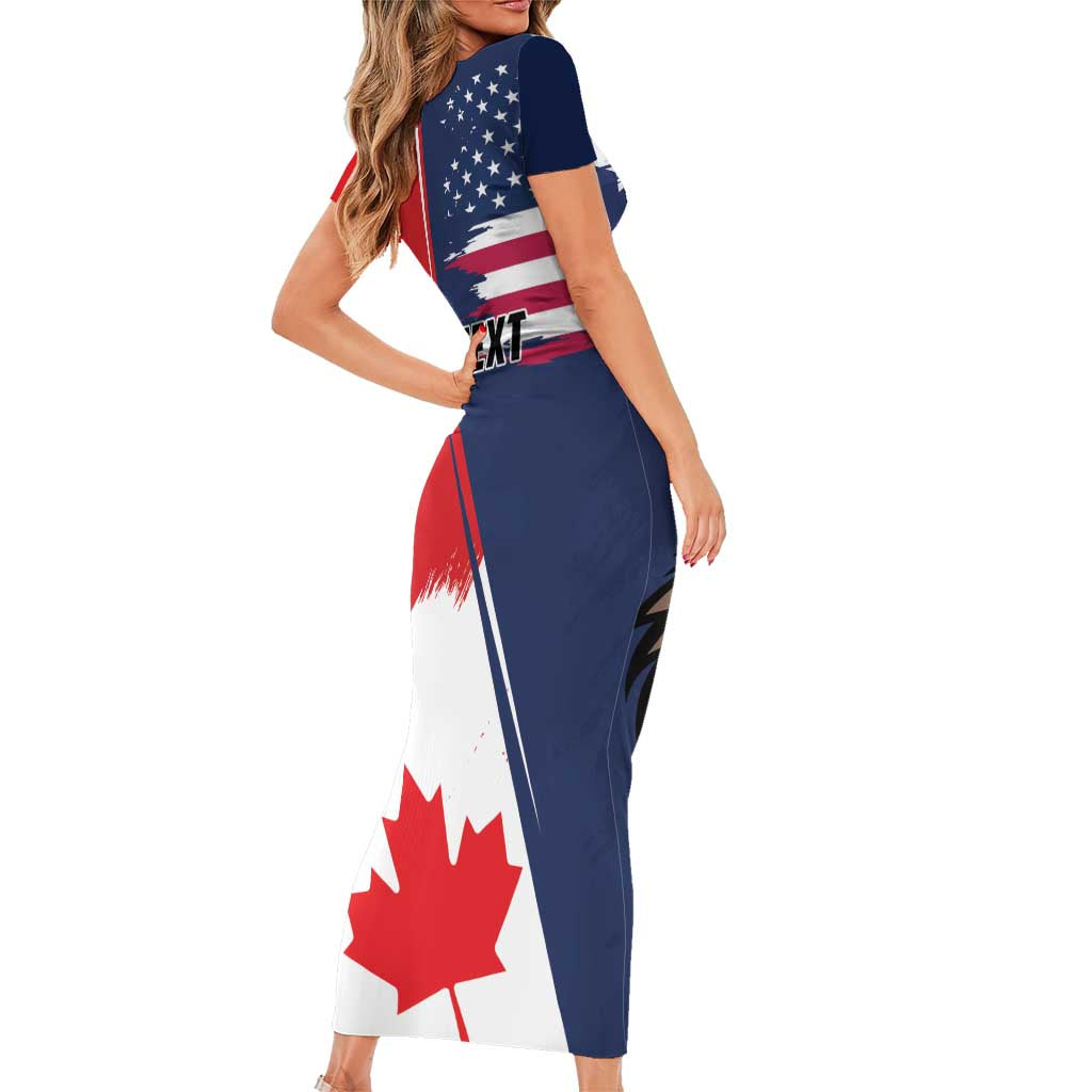 Personalized Canada Goose x USA Band Eagle Faced Off Family Matching Short Sleeve Bodycon Dress and Hawaiian Shirt