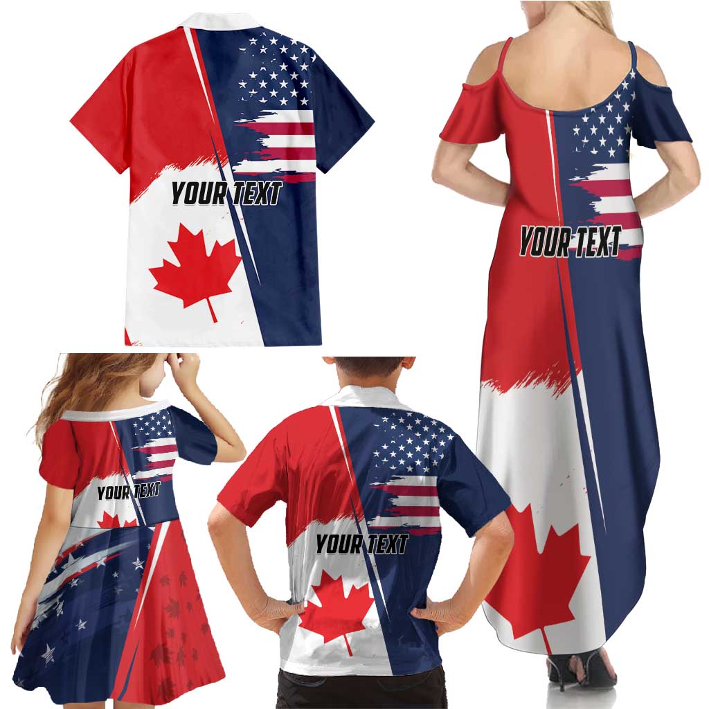 Personalized Canada Goose x USA Band Eagle Faced Off Family Matching Summer Maxi Dress and Hawaiian Shirt