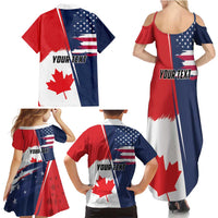 Personalized Canada Goose x USA Band Eagle Faced Off Family Matching Summer Maxi Dress and Hawaiian Shirt