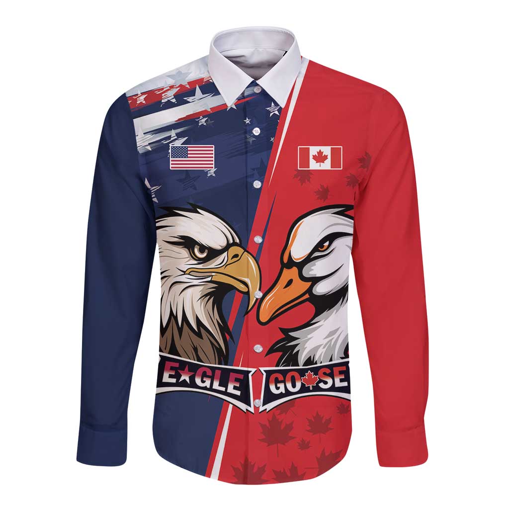 Personalized Canada Goose x USA Band Eagle Faced Off Long Sleeve Button Shirt