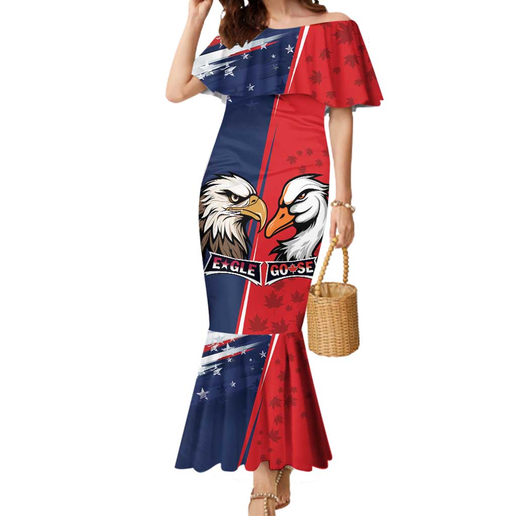 Personalized Canada Goose x USA Band Eagle Faced Off Mermaid Dress