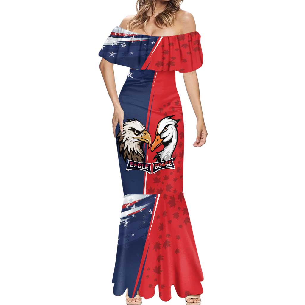 Personalized Canada Goose x USA Band Eagle Faced Off Mermaid Dress