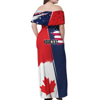 Personalized Canada Goose x USA Band Eagle Faced Off Off Shoulder Maxi Dress