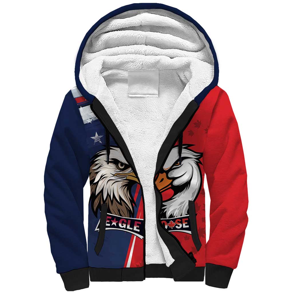 Personalized Canada Goose x USA Band Eagle Faced Off Sherpa Hoodie