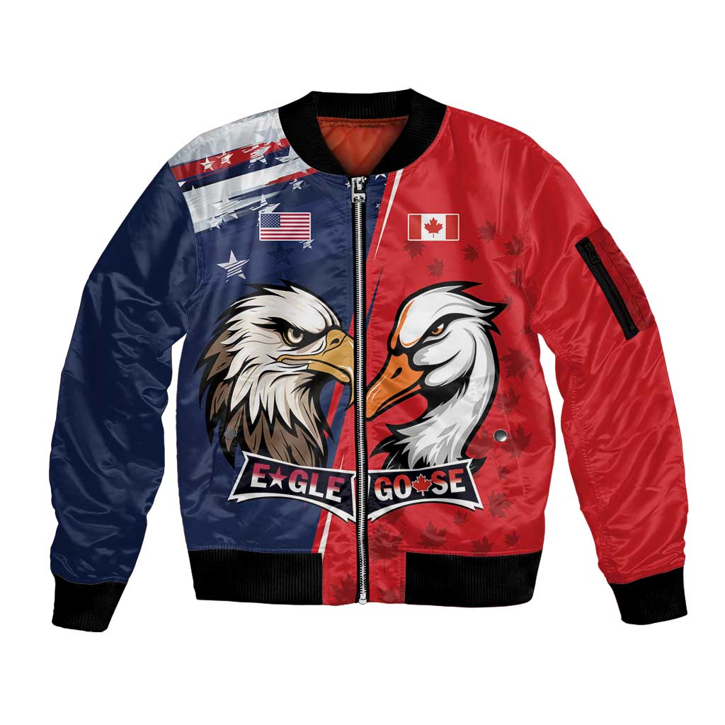Personalized Canada Goose x USA Band Eagle Faced Off Sleeve Zip Bomber Jacket