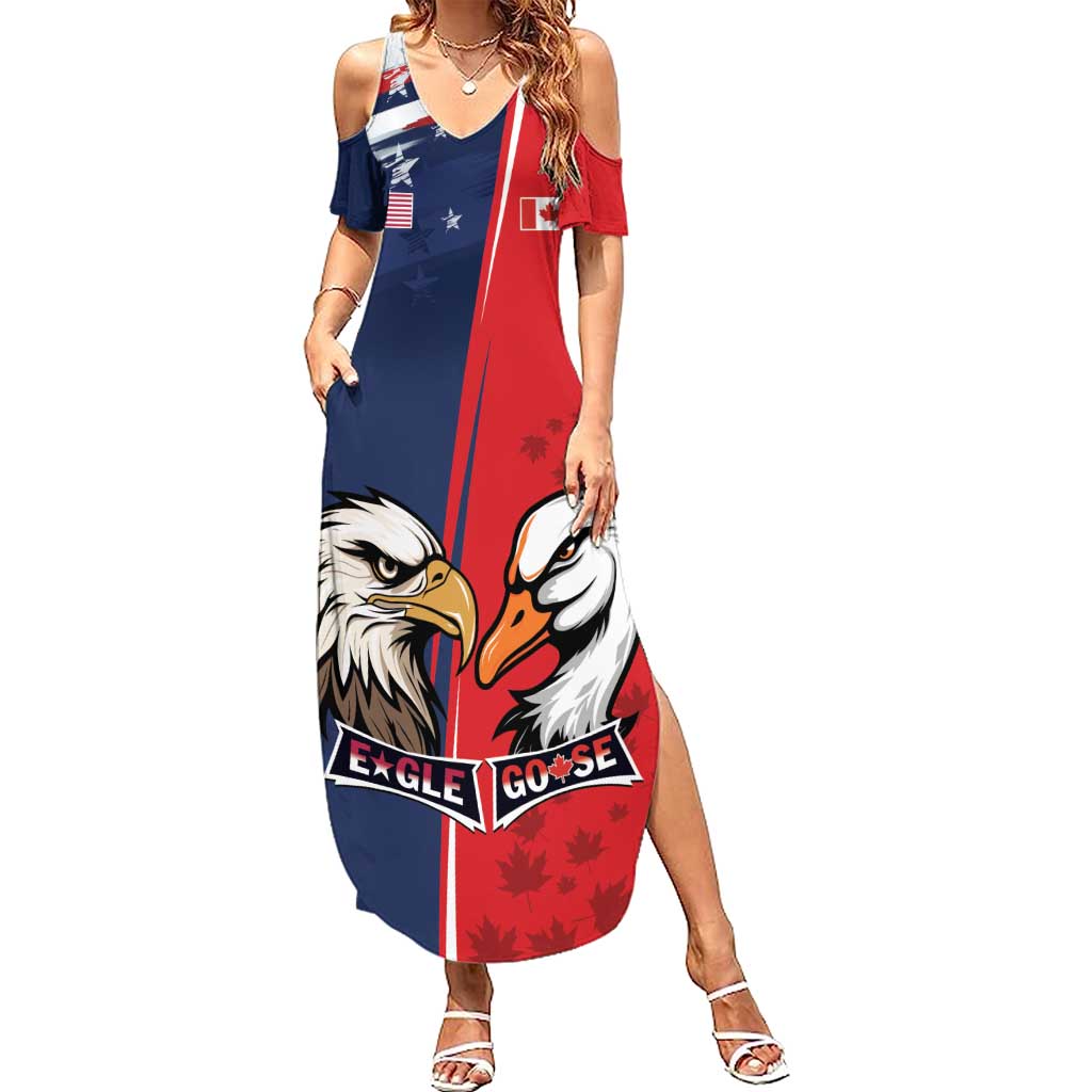 Personalized Canada Goose x USA Band Eagle Faced Off Summer Maxi Dress