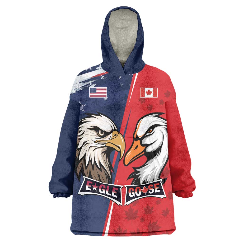 Personalized Canada Goose x USA Band Eagle Faced Off Wearable Blanket Hoodie
