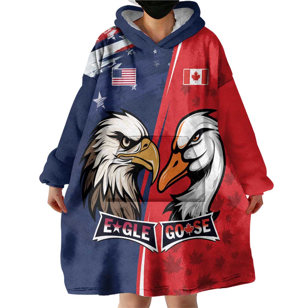 Personalized Canada Goose x USA Band Eagle Faced Off Wearable Blanket Hoodie