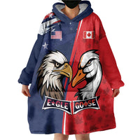 Personalized Canada Goose x USA Band Eagle Faced Off Wearable Blanket Hoodie