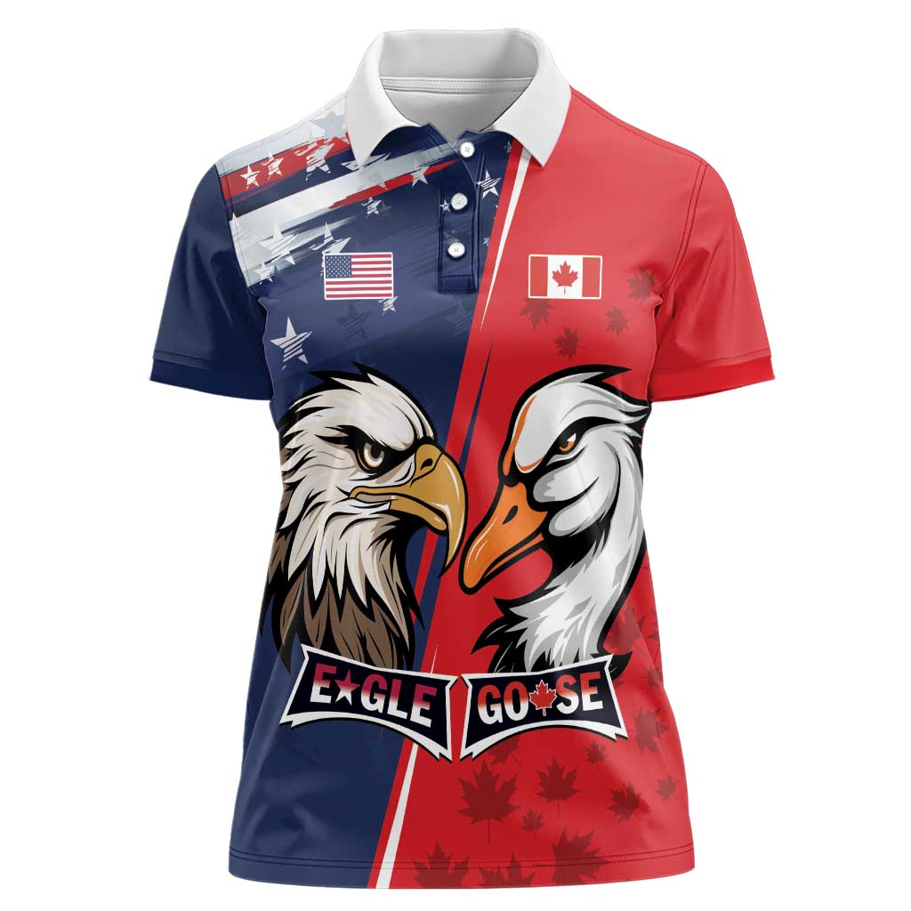 Personalized Canada Goose x USA Band Eagle Faced Off Women Polo Shirt