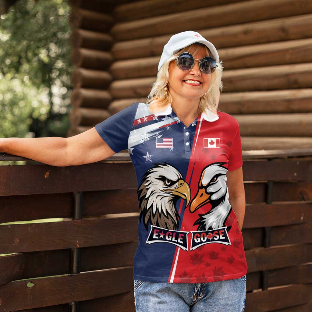 Personalized Canada Goose x USA Band Eagle Faced Off Women Polo Shirt
