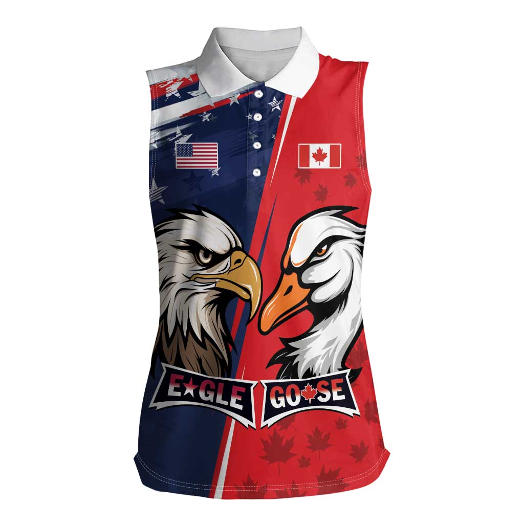 Personalized Canada Goose x USA Band Eagle Faced Off Women Sleeveless Polo Shirt