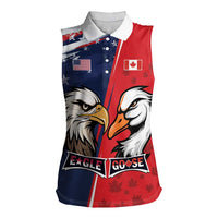 Personalized Canada Goose x USA Band Eagle Faced Off Women Sleeveless Polo Shirt