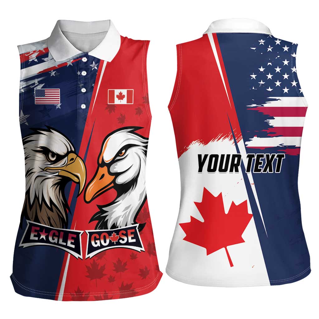 Personalized Canada Goose x USA Band Eagle Faced Off Women Sleeveless Polo Shirt