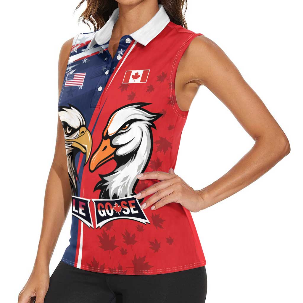 Personalized Canada Goose x USA Band Eagle Faced Off Women Sleeveless Polo Shirt