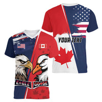Personalized Canada Goose x USA Band Eagle Faced Off Women V-Neck T-Shirt