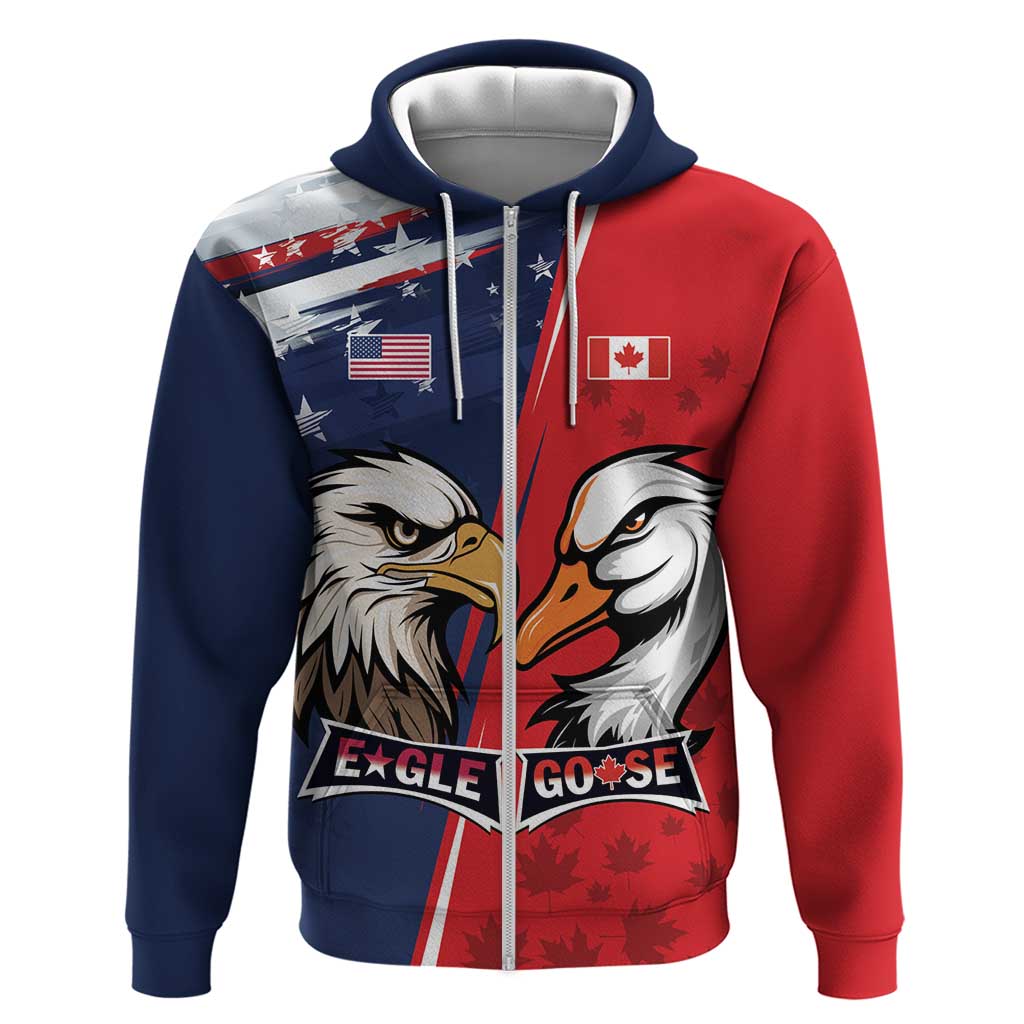 Personalized Canada Goose x USA Band Eagle Faced Off Zip Hoodie