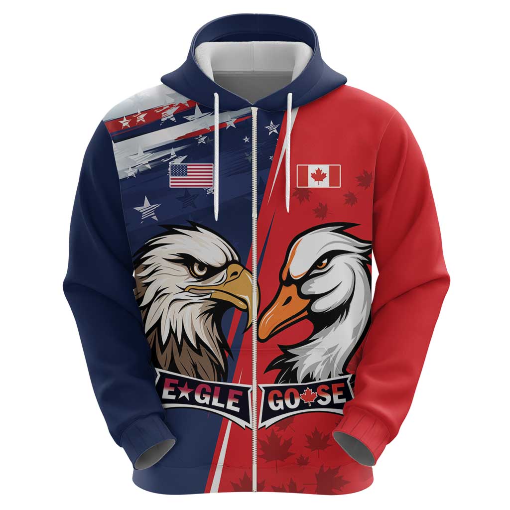 Personalized Canada Goose x USA Band Eagle Faced Off Zip Hoodie