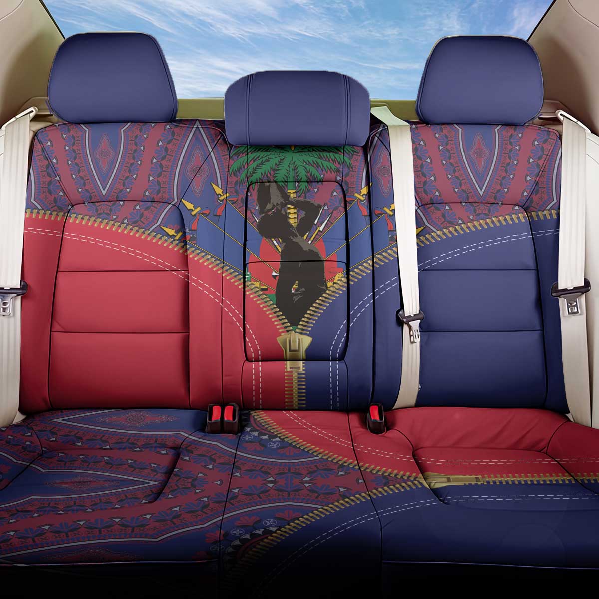 Haiti Heritage Month Back Car Seat Cover Zipper Stylized