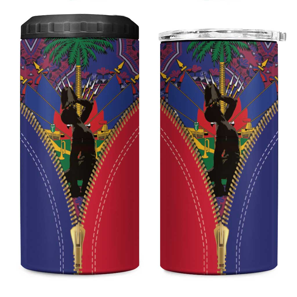Haiti Heritage Month 4 in 1 Can Cooler Tumbler Zipper Stylized