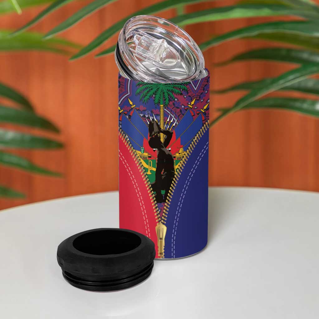 Haiti Heritage Month 4 in 1 Can Cooler Tumbler Zipper Stylized
