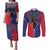 Haiti Heritage Month Couples Matching Puletasi and Long Sleeve Button Shirt Zipper Stylized