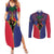 Haiti Heritage Month Couples Matching Summer Maxi Dress and Long Sleeve Button Shirt Zipper Stylized