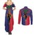 Haiti Heritage Month Couples Matching Summer Maxi Dress and Long Sleeve Button Shirt Zipper Stylized