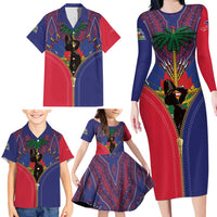 Haiti Heritage Month Family Matching Long Sleeve Bodycon Dress and Hawaiian Shirt Zipper Stylized