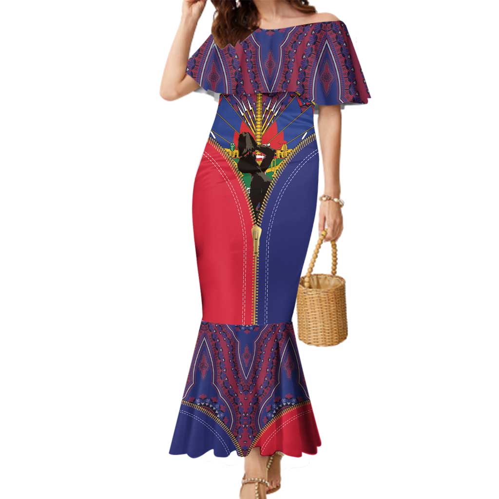 Haiti Heritage Month Family Matching Mermaid Dress and Hawaiian Shirt Zipper Stylized