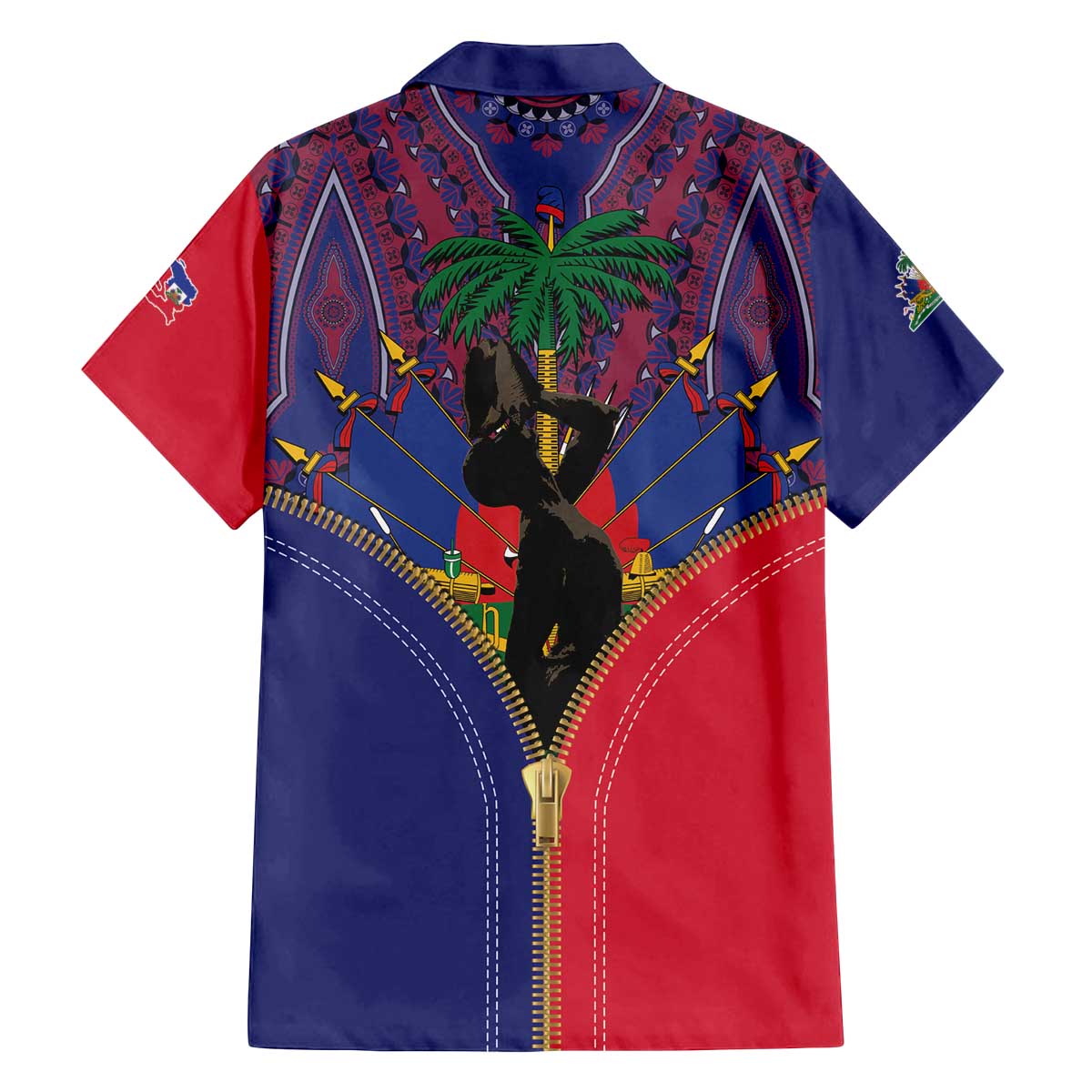 Haiti Heritage Month Family Matching Off The Shoulder Long Sleeve Dress and Hawaiian Shirt Zipper Stylized