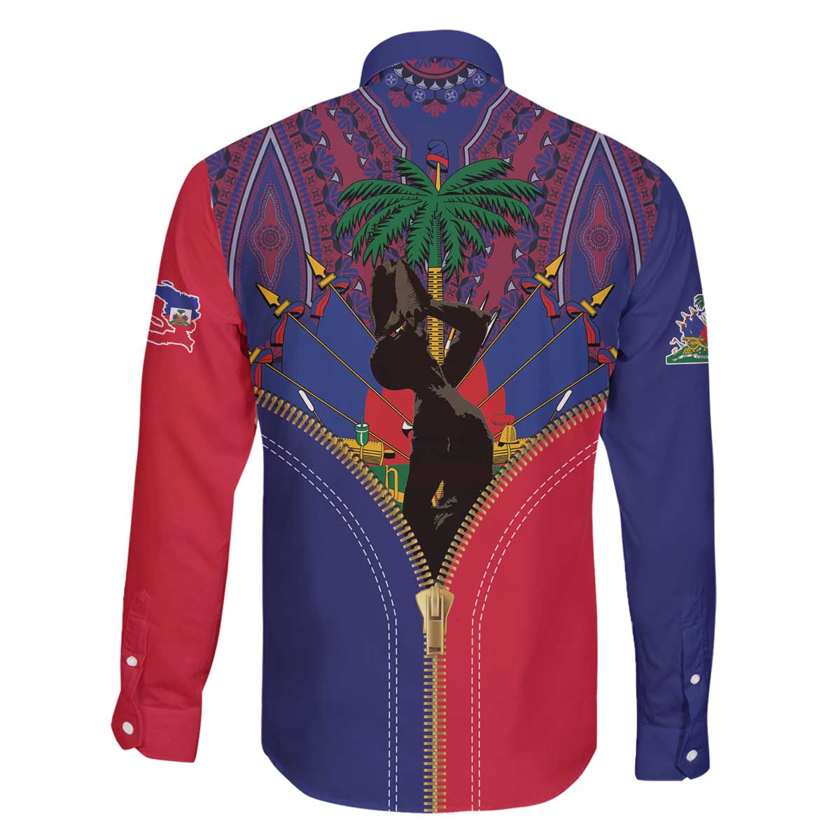Haiti Heritage Month Family Matching Off The Shoulder Long Sleeve Dress and Hawaiian Shirt Zipper Stylized