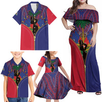 Haiti Heritage Month Family Matching Off Shoulder Maxi Dress and Hawaiian Shirt Zipper Stylized