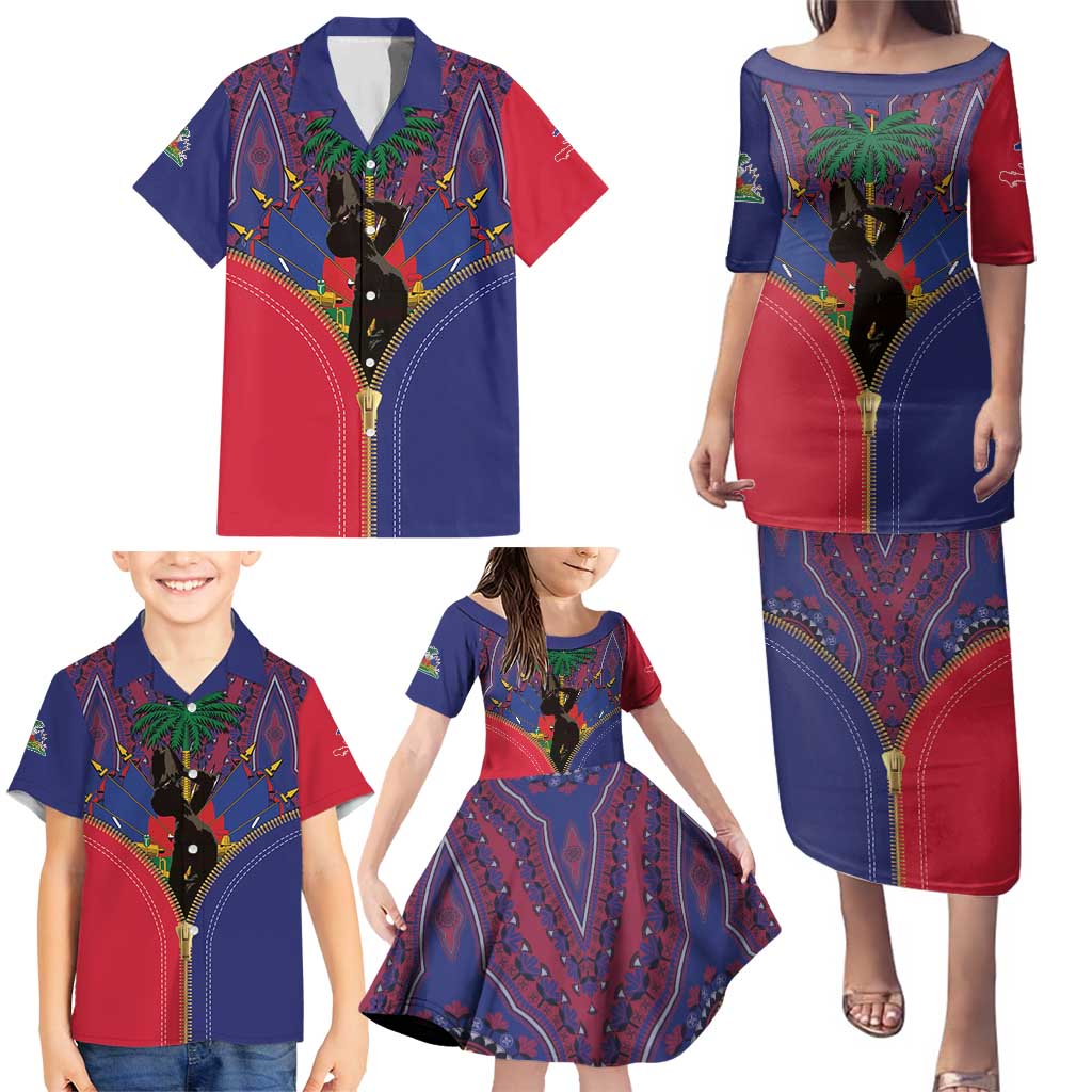 Haiti Heritage Month Family Matching Puletasi and Hawaiian Shirt Zipper Stylized
