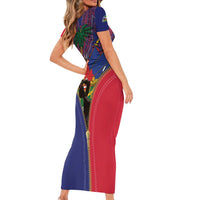 Haiti Heritage Month Family Matching Short Sleeve Bodycon Dress and Hawaiian Shirt Zipper Stylized