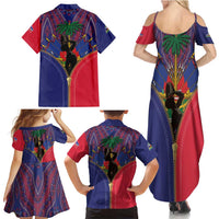 Haiti Heritage Month Family Matching Summer Maxi Dress and Hawaiian Shirt Zipper Stylized