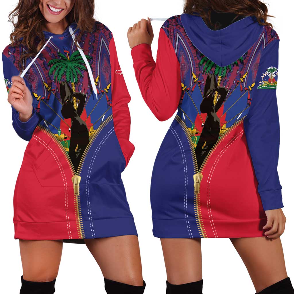 Haiti Heritage Month Hoodie Dress Zipper Stylized