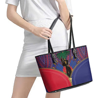 Haiti Heritage Month Leather Tote Bag Zipper Stylized