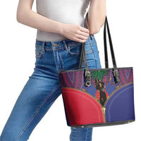 Haiti Heritage Month Leather Tote Bag Zipper Stylized