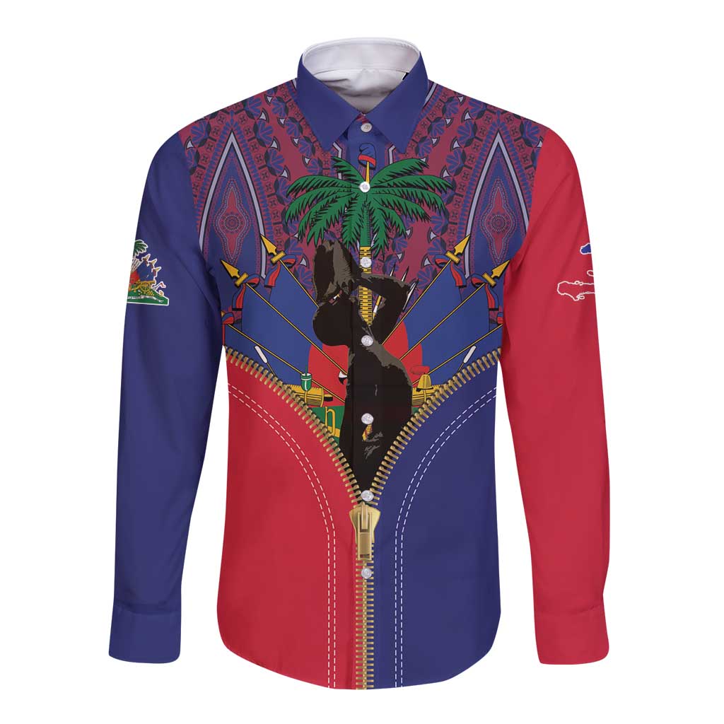 Haiti Heritage Month Long Sleeve Button Shirt Zipper Stylized